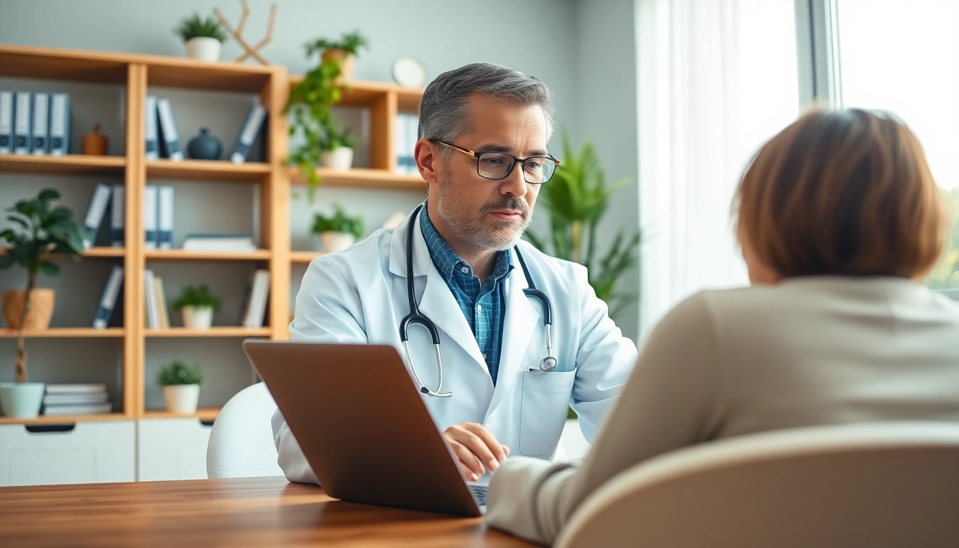 Engage in a chat with a doctor online now through a laptop consultation.
