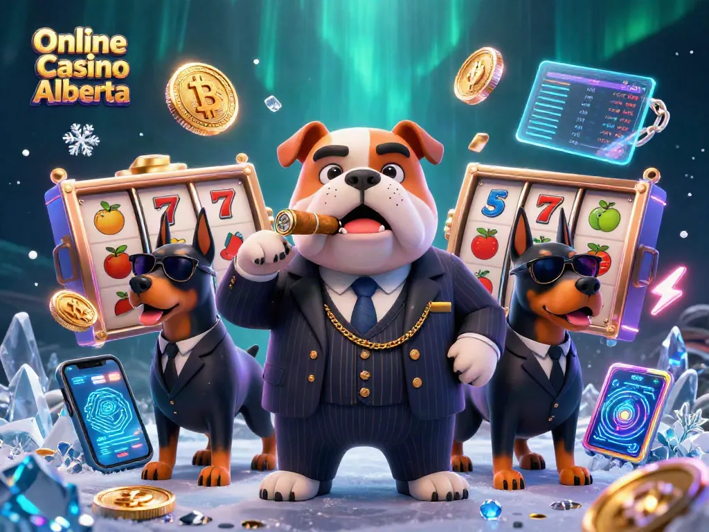 Experience thrilling gaming at Online Casino Alberta with this vibrant mafia-themed illustration.