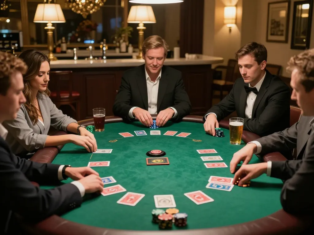 A captivating home poker game scene at c168.com showcasing players actively competing and enjoying friendly rivalry