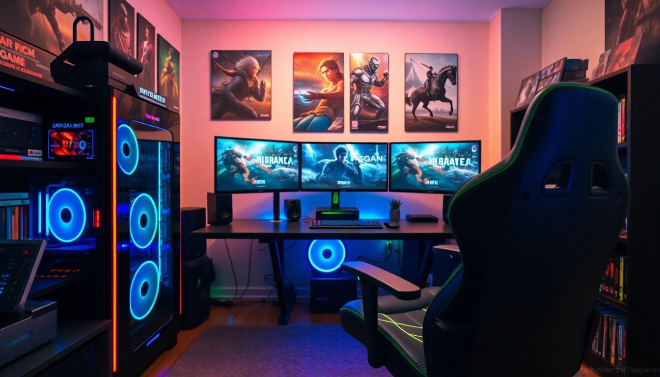 Habilidade e emoção no hi game com montagem de jogos em um ambiente moderno.