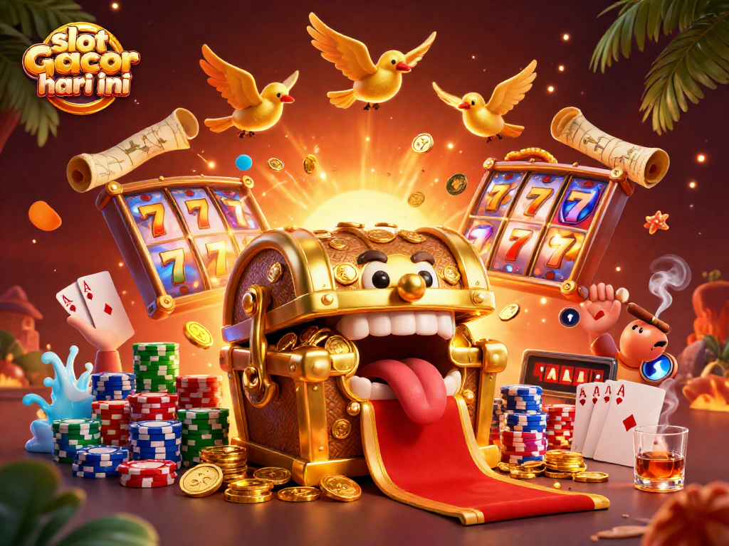 Experience slot gacor hari ini with thrilling slot reels and the allure of jackpots amidst colorful casino elements.