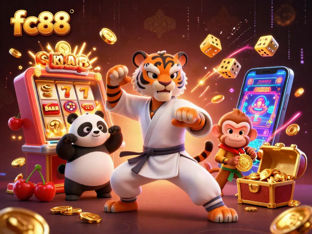 Experience thrilling jackpot excitement with fc88 in this vibrant 3D casino scene.
