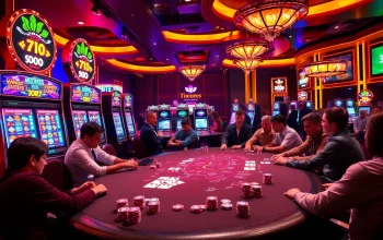 Exciting gaming action at 789club with poker players and vibrant slot machines.