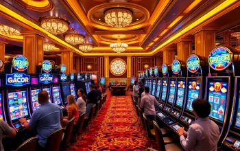 Players enjoying slot gacor machines in a vibrant casino atmosphere.