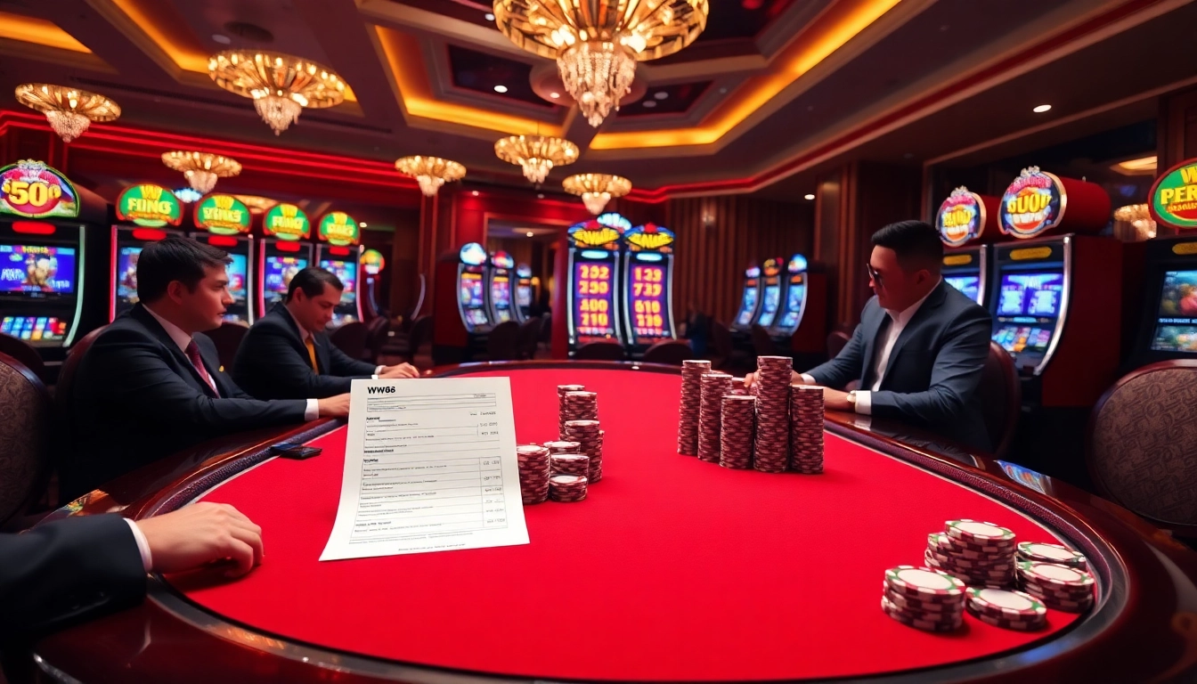 Engage in thrilling gameplay at WW88's luxurious casino table with vibrant poker action.