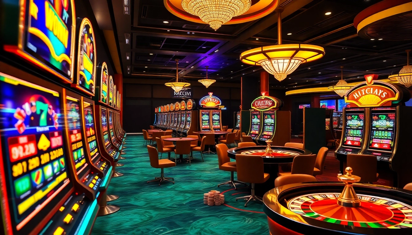 Experience the excitement of hitclub nổ hũ with stunning slot machines and vibrant casino elements.