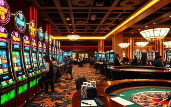 Players enjoying slot gacor bonus besar at a vibrant casino, showcasing excitement and anticipation.