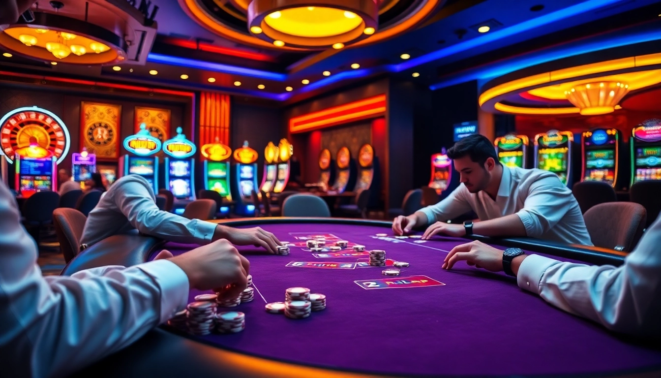 Experience thrilling gameplay at Rikvip with high-stakes poker and vibrant casino elements.