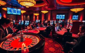 Kèo nhà cái 5 showcased in an exciting gambling scene with roulette, poker, and sports betting elements.