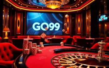 Experience the excitement of GO99 at a luxurious casino table with poker chips and dice.