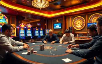 Players enjoying poker at a high-stakes table in the luxurious XX88 casino.