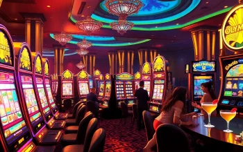 Excited players engaging with the vibrant slot olympus machines in a luxurious casino setting.