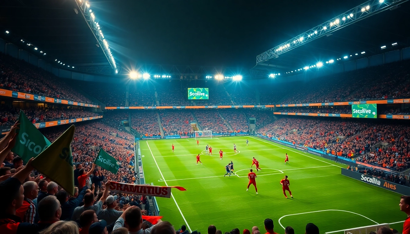Exciting live football action at https://socolive.com.co/ with cheering fans and vibrant stadium lights.