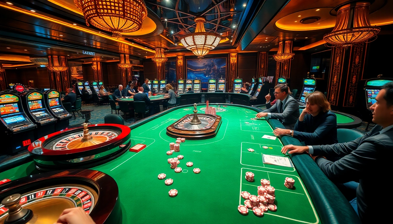 Daga players strategizing at a vibrant casino table, showcasing luxury and excitement.