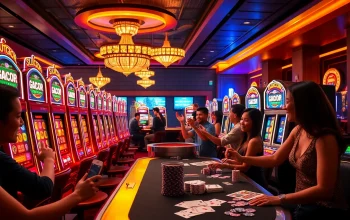 Players enjoying the excitement of slot gacor machines in a luxury casino.