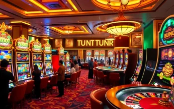 Experience nổ hũ đổi thưởng with vibrant slot machines and lively casino ambiance.