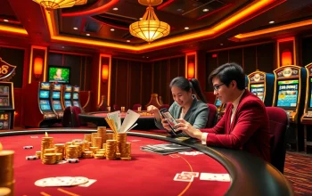 Experience excitement in online gambling with DN88 com featuring casino tables, poker chips, and vibrant scenes.