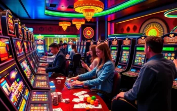 Excited players engaging with Slot Gacor machines in a luxurious casino setting