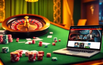 Experience thrilling online gambling at https://hitclub9.us.com/ with a vibrant casino setup featuring poker chips and a roulette wheel.