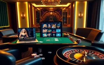 An engaging online gambling scene with a focus on rr88.pizza, featuring luxurious casino elements and gameplay excitement.