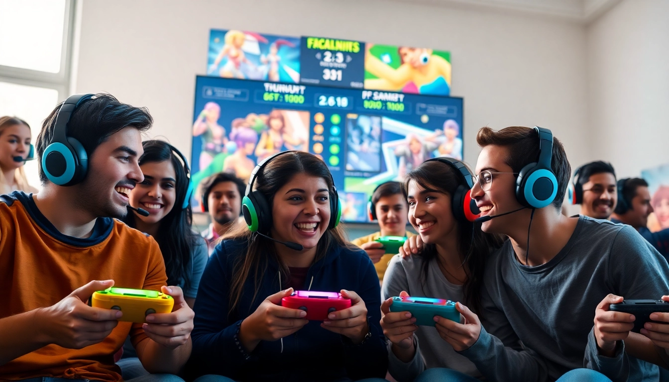 Jogadores se divertindo no hi game, interagindo com controles e compartilhando momentos vibrantes.