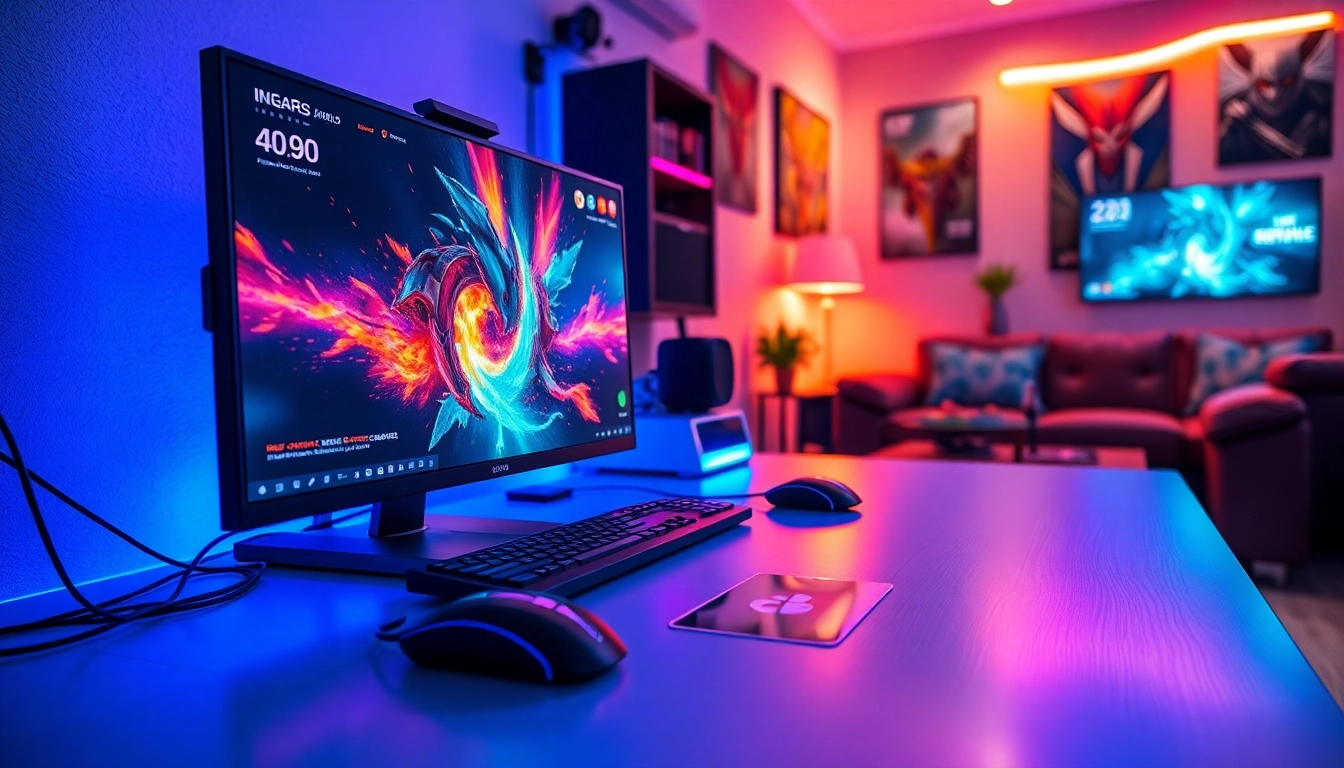 Engaging visual of a sleek gaming setup showcasing the hi game experience with colorful lighting.